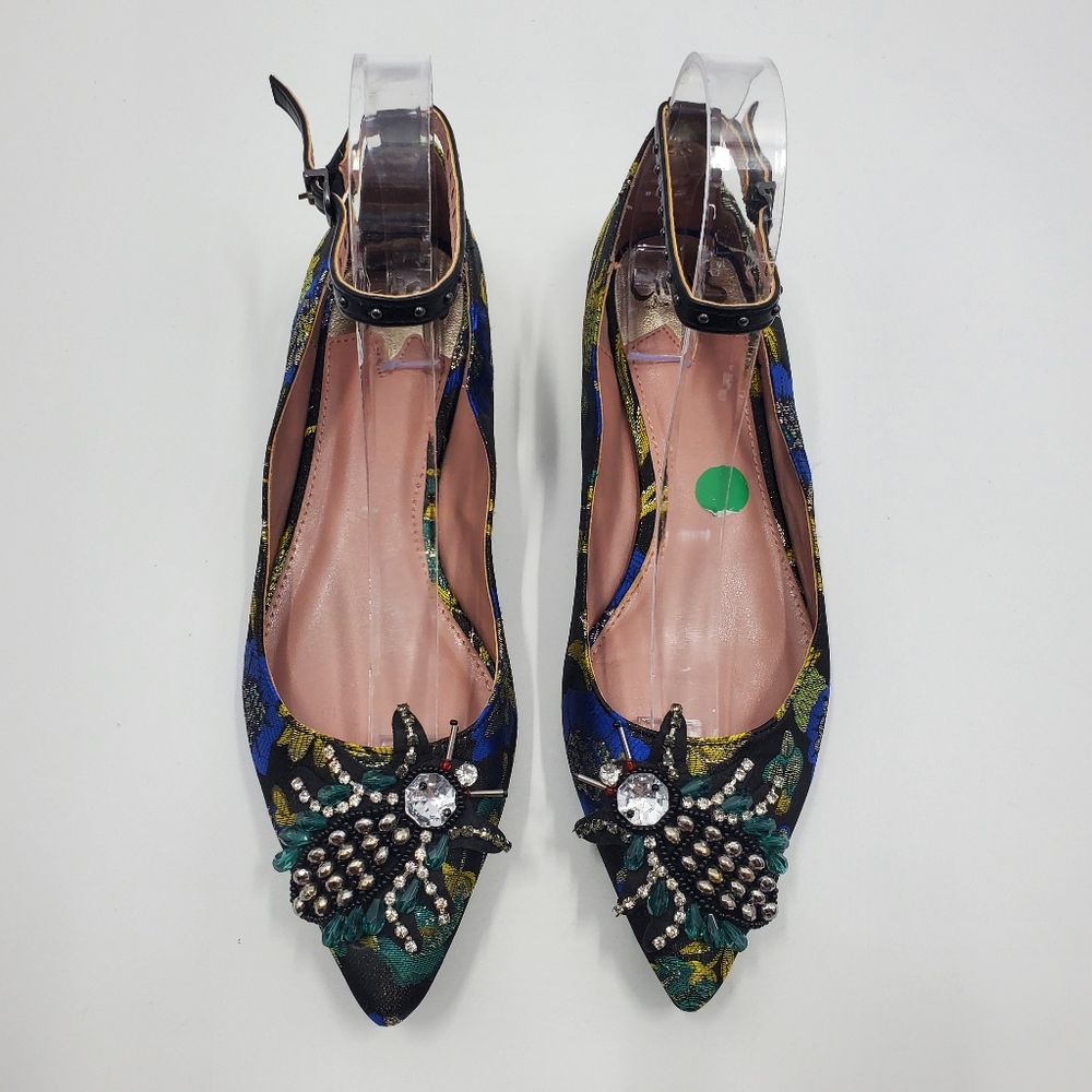 Cirus Sam Edelman Rocco Ankle Strap Flat Bedazzled - Picture 2 of 10